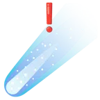 red exclamation mark + comet