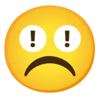 red exclamation mark + frowning face