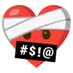 cuore guarito + faccina con simboli sulla bocca