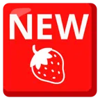 NEW button + strawberry