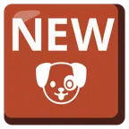 NEW button + dog face