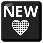 NEW button + black heart