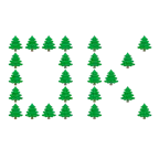 OK button + evergreen tree
