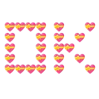 OK button + heart with ribbon