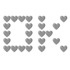 OK button + grey heart