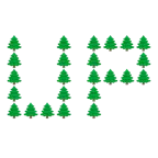 UP! button + evergreen tree