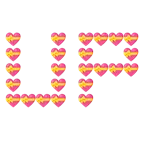 UP! button + heart with ribbon