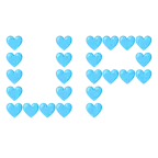 UP! button + light blue heart
