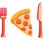 tabakla birlikte çatal ve bıçak + pizza dilimi