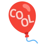 Luftballon + Wort „Cool“ in blauem Quadrat