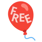 Luftballon + Wort „Free“ in blauem Quadrat