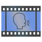 taśma filmowa + mówiąca głowa