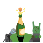 Mikrofon + Flasche mit knallendem Korken