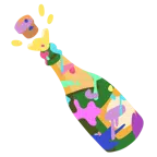 Mischpalette + Flasche mit knallendem Korken