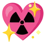 cuore che luccica + simbolo della radioattività