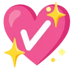 cuore che luccica + pulsante segno di spunta