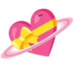 cuore con fiocco + pianeta con satellite
