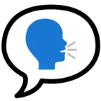 speech balloon + speaking head