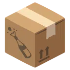 Paket + Flasche mit knallendem Korken