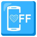 mobile phone off + light blue heart