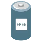 Batterie + Wort „Free“ in blauem Quadrat