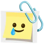 verhakte Büroklammern + lachendes Gesicht mit Träne