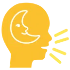 persona che parla + faccina ultimo quarto di luna