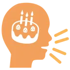 persona che parla + torta di compleanno