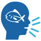 persona che parla + pesce
