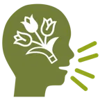 persona che parla + mazzo di fiori