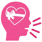 persona che parla + cuore con fiocco