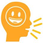 persona che parla + faccina con sorriso e occhi spalancati