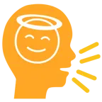 persona che parla + faccina con sorriso e aureola