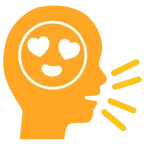 persona che parla + faccina con sorriso e occhi a cuore