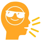persona che parla + faccina con sorriso e occhiali da sole