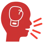 persona che parla + guantone da pugilato