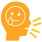 persona che parla + faccina sorridente con lacrima