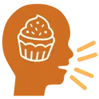 persona che parla + cupcake