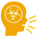 persona che parla + simbolo del rischio biologico