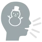 persona che parla + pupazzo di neve senza neve