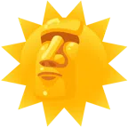 Statue + Sonne mit Gesicht