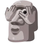 Statue + Gesicht mit durch die Finger linsendem Auge