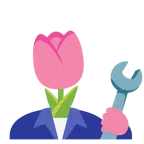 Hammer und Schraubenschlüssel + Tulpe