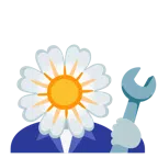 Hammer und Schraubenschlüssel + gelbe Blüte