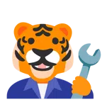 Hammer und Schraubenschlüssel + Tigergesicht