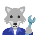 Hammer und Schraubenschlüssel + Wolf