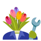 Hammer und Schraubenschlüssel + Blumenstrauß