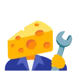 martello e chiave inglese + fetta di formaggio