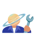 Hammer und Schraubenschlüssel + Ringplanet