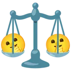 faccina che zittisce + bilancia a doppio piatto